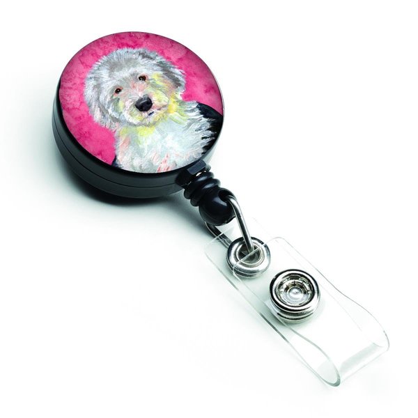 Teachers Aid Pink Old English Sheepdog Retractable Badge Reel TE222922